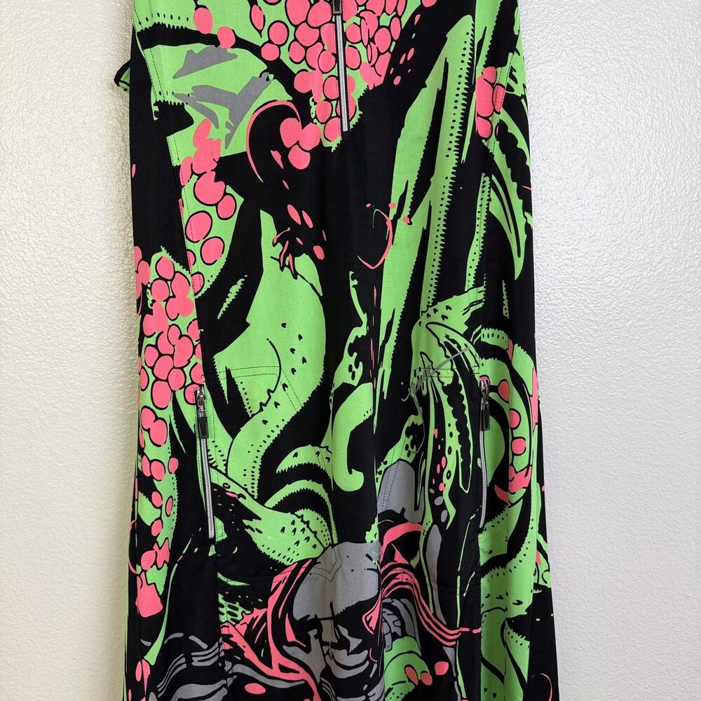 Jamie Sadock Dress Medium Green Sleeveless Graphic Tentacle Tennis Sport Sign * - Picture 3 of 13